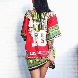 DIMEPIECE Hard to Find in Red Dashiki Top/Tunic/Dress as worn by RIHANNA -